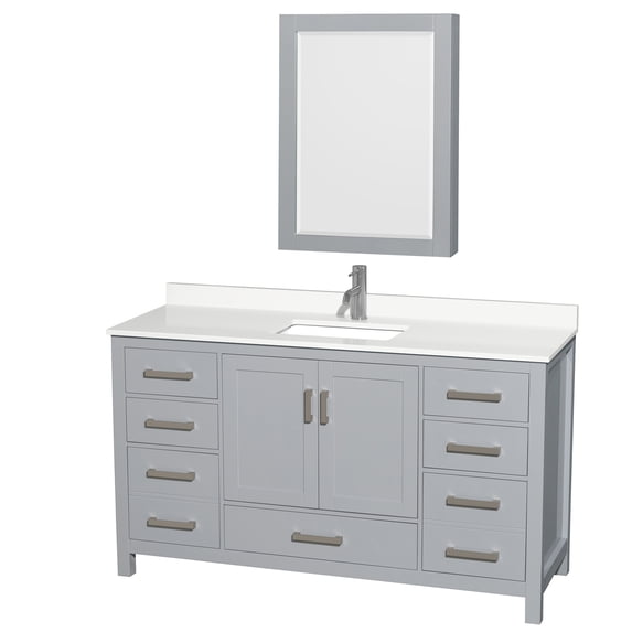 Wyndham Collection WCS141460SGYWQUNSMED Sheffield 60" Free Standing Single Basin Vanity
