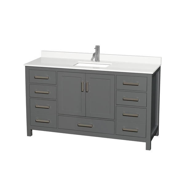 Wyndham Collection Wcs141460s-Qtz-Unsmxx Sheffield 60" Free Standing Single Basin Vanity