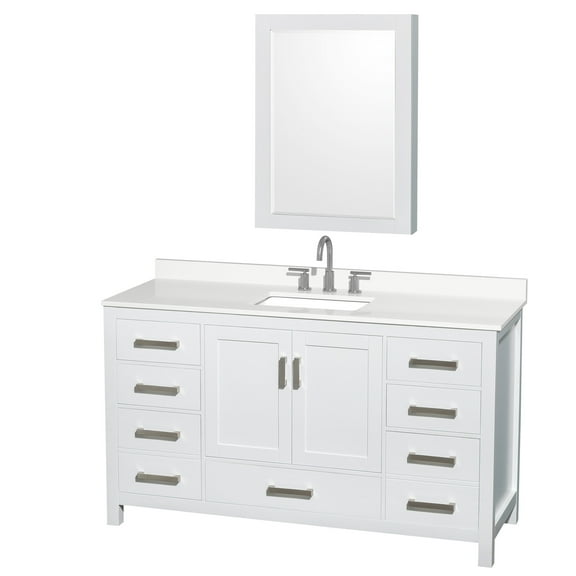 Wyndham Collection Wcs141460s-Qtz-Us3med Sheffield 60" Free Standing Single Basin Vanity