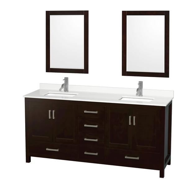 Wyndham Collection Wcs141472d-Qtz-Unsm24 Sheffield 72" Free Standing Double Basin Vanity