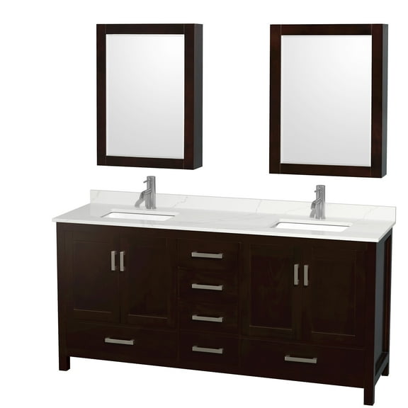 Wyndham Collection Wcs141472d-Qtz-Unsmed Sheffield 72" Free Standing Double Basin Vanity