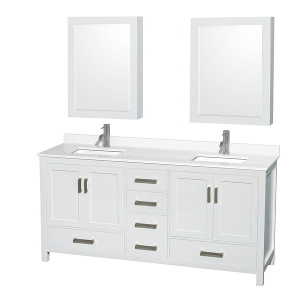 Wyndham Collection Wcs141472d-Qtz-Unsmed Sheffield 72" Free Standing Double Basin Vanity