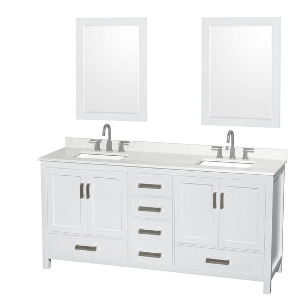Wyndham Collection Wcs141472d-Qtz-Us3m24 Sheffield 72" Free Standing Double Basin Vanity