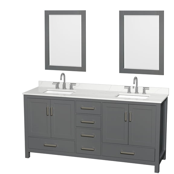 Wyndham Collection WCS141472DKGGTUS3M24 Sheffield 72" Free Standing Double Basin Vanity