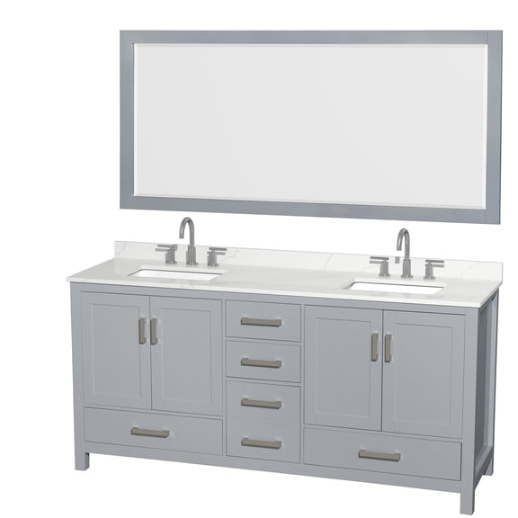 Wyndham Collection Wcs141472d-Qtz-Us3m70 Sheffield 72" Free Standing Double Basin Vanity