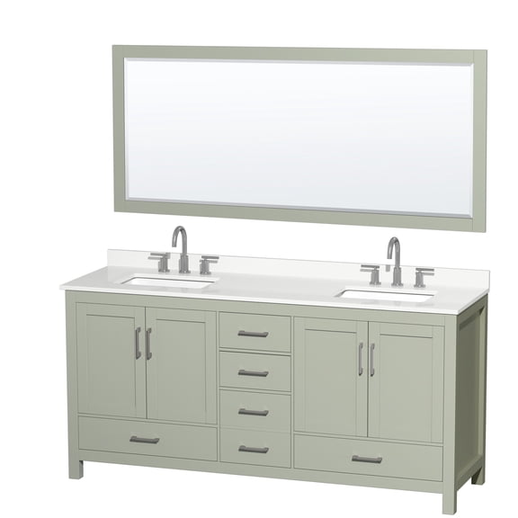 Wyndham Collection Wcs141472d-Qtz-Us3m70 Sheffield 72" Free Standing Double Basin Vanity