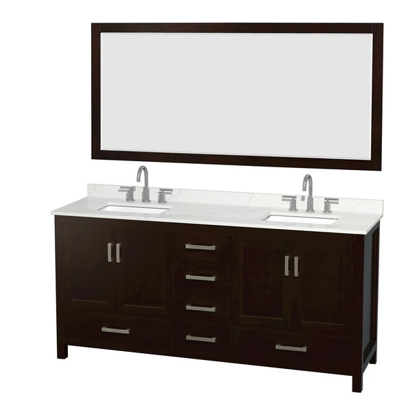Wyndham Collection Wcs141472d-Qtz-Us3m70 Sheffield 72" Free Standing Double Basin Vanity