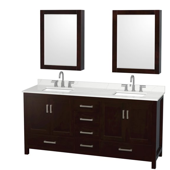 Wyndham Collection Wcs141472d-Qtz-Us3med Sheffield 72" Free Standing Double Basin Vanity