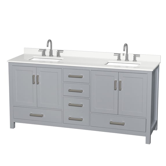 Wyndham Collection WCS141472DGYWQUS3MXX Sheffield 72" Free Standing Double Basin Vanity