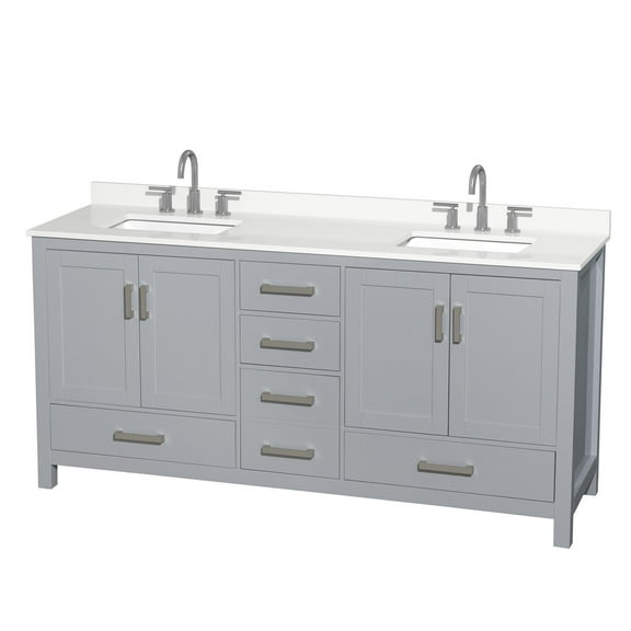 Wyndham Collection Wcs141472d-Qtz-Us3mxx Sheffield 72" Free Standing Double Basin Vanity