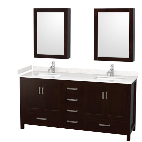 Wyndham Collection WCS141472DESC2UNSMED Sheffield 72" Free Standing Double Basin Vanity