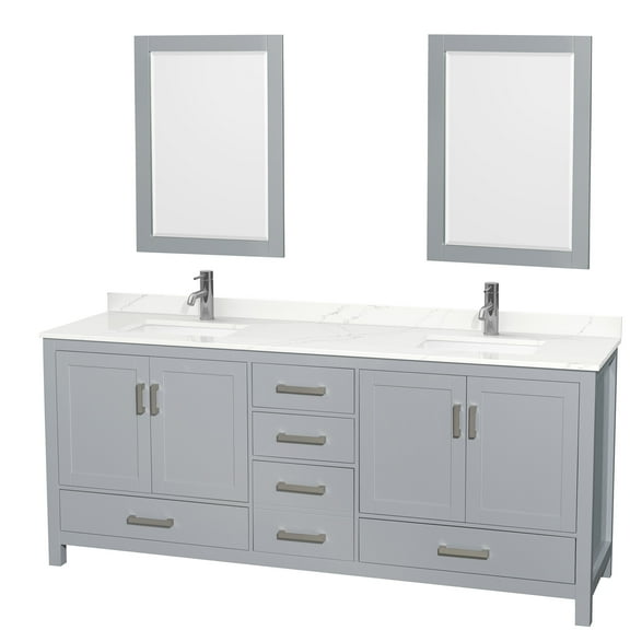 Wyndham Collection Wcs141480d-Qtz-Unsm24 Sheffield 80" Free Standing Double Basin Vanity