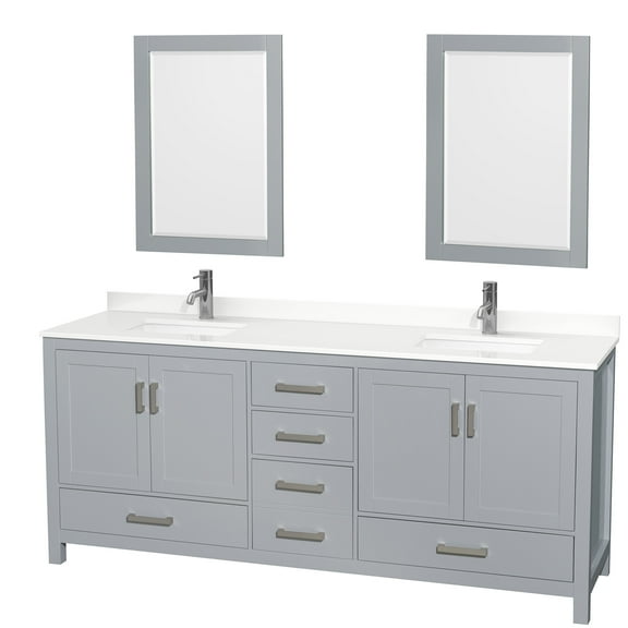 Wyndham Collection Wcs141480d-Qtz-Unsm24 Sheffield 80" Free Standing Double Basin Vanity