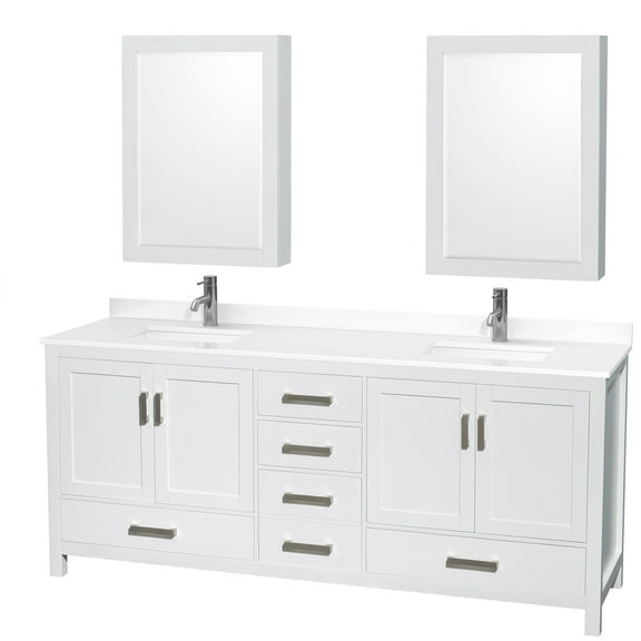 Wyndham Collection Wcs141480d-Qtz-Unsmed Sheffield 80" Free Standing Double Basin Vanity