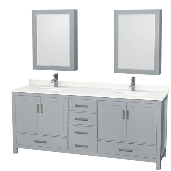 Wyndham Collection Wcs141480d-Qtz-Unsmed Sheffield 80" Free Standing Double Basin Vanity