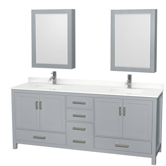 Wyndham Collection Wcs141480d-Qtz-Unsmed Sheffield 80" Free Standing Double Basin Vanity