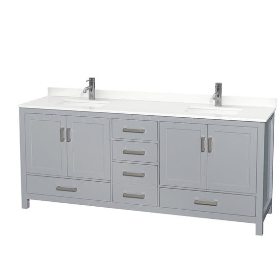 Wyndham Collection WCS141480DGYWQUNSMXX Sheffield 80" Free Standing Double Basin Vanity