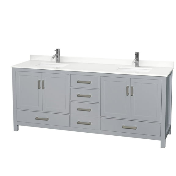 Wyndham Collection Wcs141480d-Qtz-Unsmxx Sheffield 80" Free Standing Double Basin Vanity
