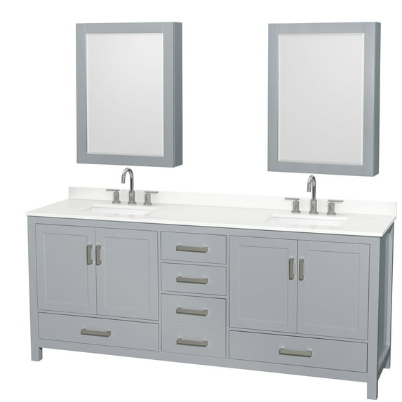 Wyndham Collection Wcs141480d-Qtz-Us3med Sheffield 80" Free Standing Double Basin Vanity