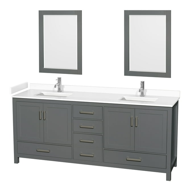 Wyndham Collection Wcs141480d-Vca-M24 Sheffield 80" Free Standing Double Basin Vanity Set