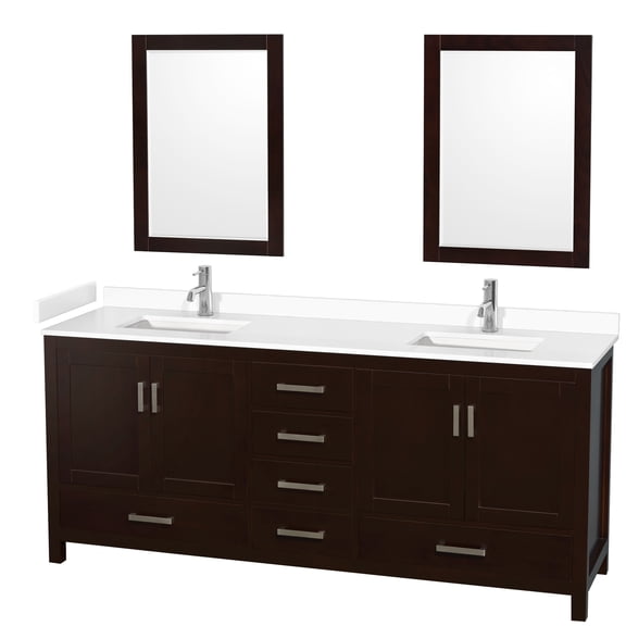 Wyndham Collection WCS141480DESWCUNSM24 Sheffield 80" Free Standing Double Basin Vanity