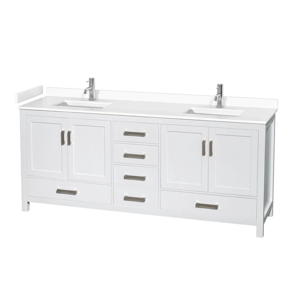 Wyndham Collection WCS141480DWHWCUNSMXX Sheffield 80" Free Standing Double Basin Vanity