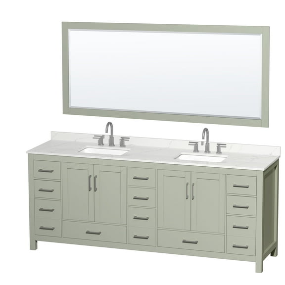 Wyndham Collection Wcs141484d-Qtz-Us3m70 Sheffield 84" Free Standing Double Basin Vanity