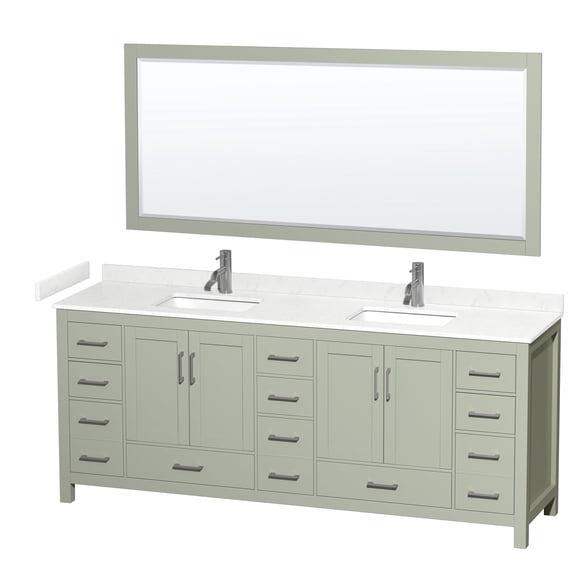 Wyndham Collection WCS141484DLGC2UNSM70 Sheffield 84" Free Standing Double Basin Vanity