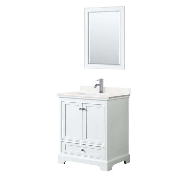 Wyndham Collection WCS202030SWHWQUNSM24 Deborah 30" Free Standing Single Basin Vanity Set
