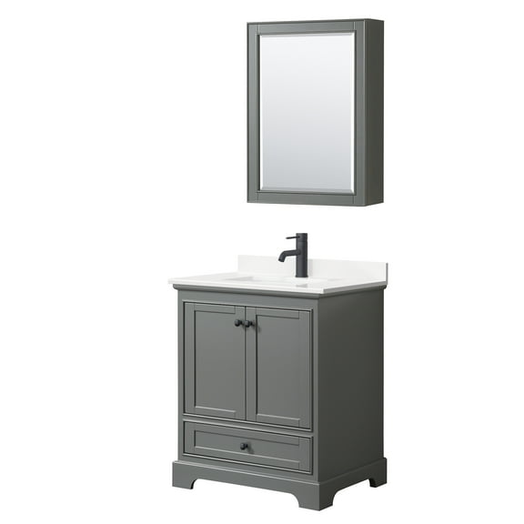 Wyndham Collection Wcs202030s-Qtz-Unsmed Deborah 30" Free Standing Single Basin Vanity Set