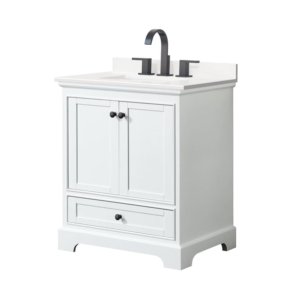 Wyndham Collection WCS202030SWBWQUS3MXX Deborah 30" Free Standing Single Basin Vanity Set