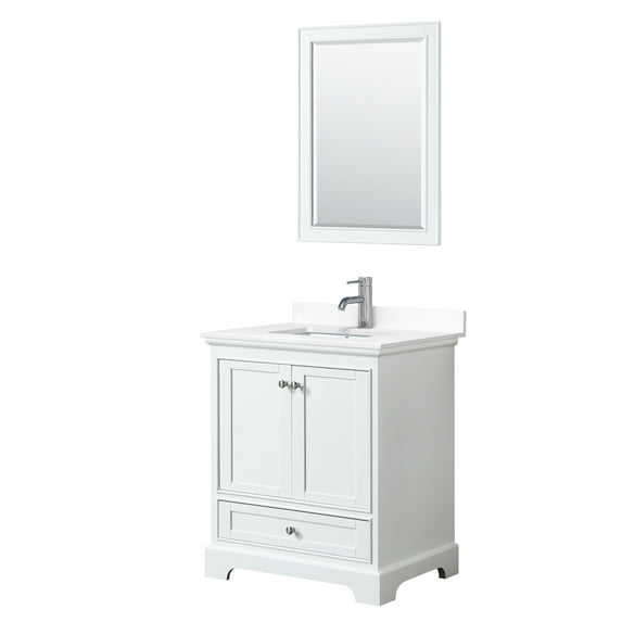 Wyndham Collection WCS202030SWHWCUNSM24 Deborah 30" Free Standing Single Basin Vanity Set