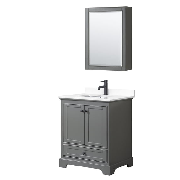 Wyndham Collection WCS202030SGBWCUNSMED Deborah 30" Free Standing Single Basin Vanity Set