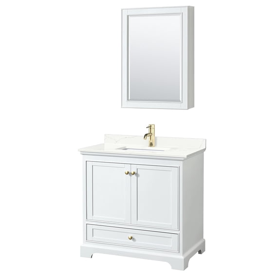 Wyndham Collection WCS202036SWGGTUNSMED Deborah 36" Free Standing Single Basin Vanity Set