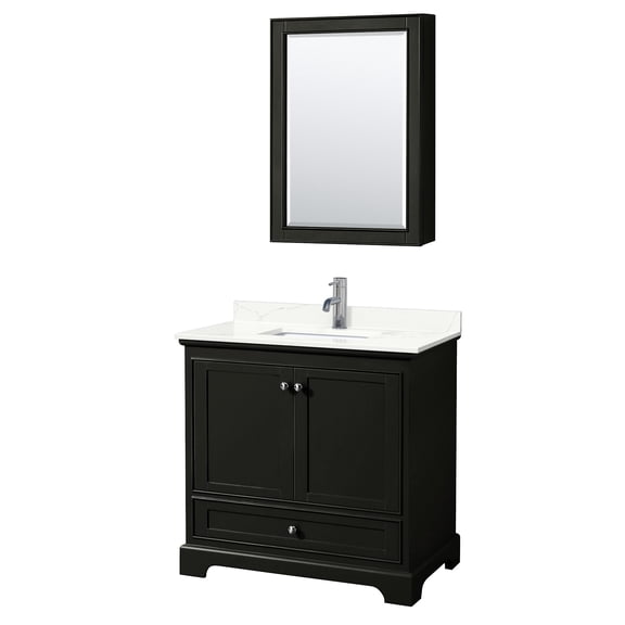 Wyndham Collection Wcs202036s-Qtz-Unsmed Deborah 36" Free Standing Single Basin Vanity Set