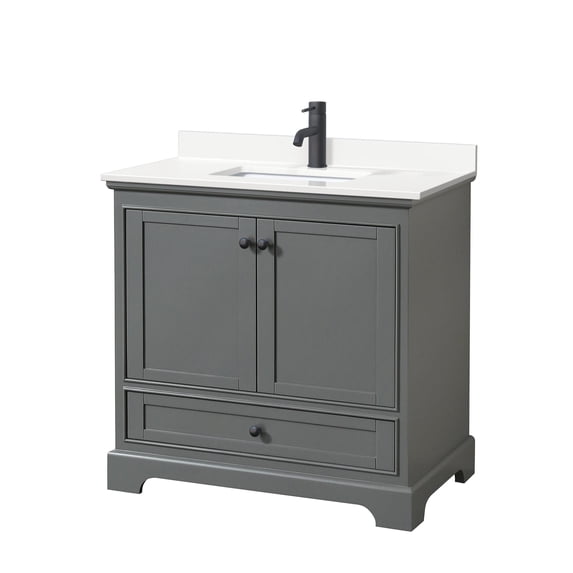Wyndham Collection WCS202036SGBWQUNSMXX Deborah 36" Free Standing Single Basin Vanity Set