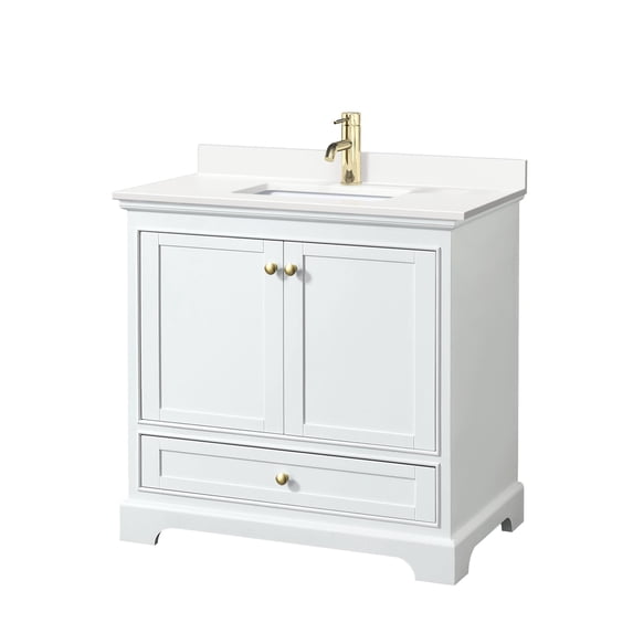 Wyndham Collection WCS202036SWGWQUNSMXX Deborah 36" Free Standing Single Basin Vanity Set