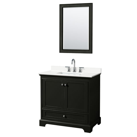 Wyndham Collection WCS202036SDEWQUS3M24 Deborah 36" Free Standing Single Basin Vanity Set