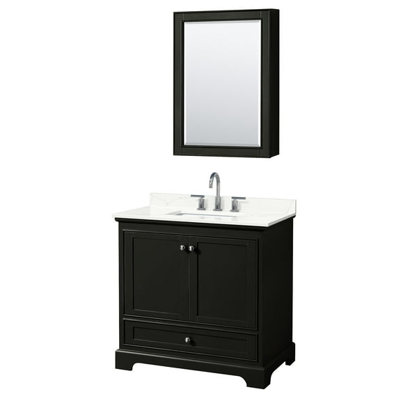 Wyndham Collection Wcs202036s-Qtz-Us3med Deborah 36" Free Standing Single Basin Vanity Set