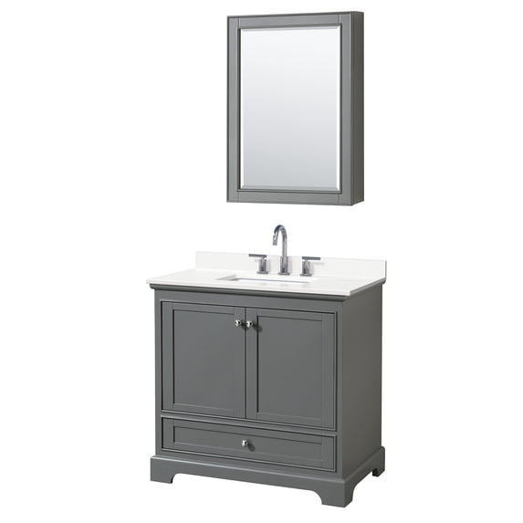 Wyndham Collection WCS202036SKGWQUS3MED Deborah 36" Free Standing Single Basin Vanity Set