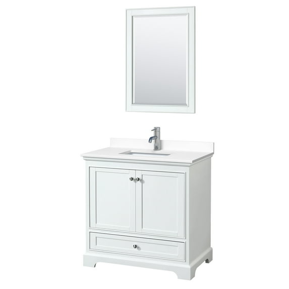 Wyndham Collection WCS202036SWHWCUNSM24 Deborah 36" Free Standing Single Basin Vanity Set