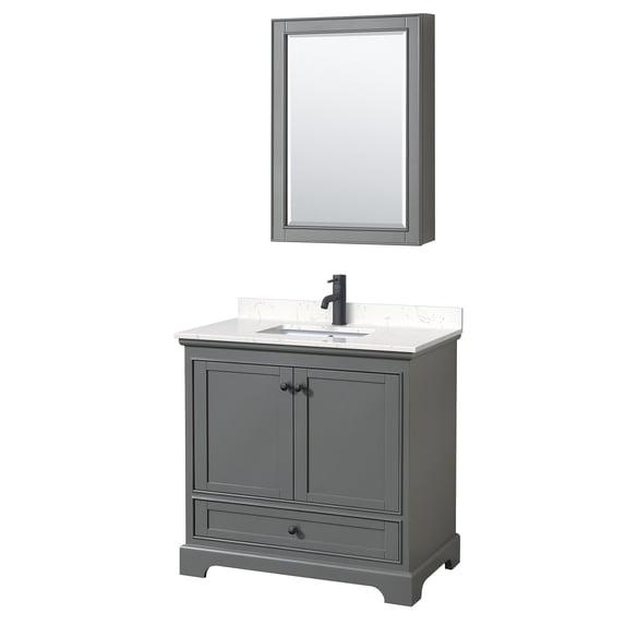 Wyndham Collection WCS202036SGBC2UNSMED Deborah 36" Free Standing Single Basin Vanity Set