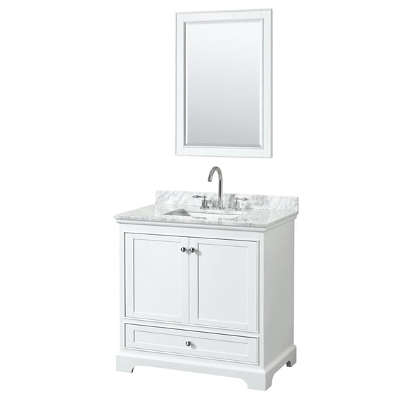 Wyndham Collection WCS202036SWHCMUNSM24 Deborah 36" Free Standing Single Vanity Set -