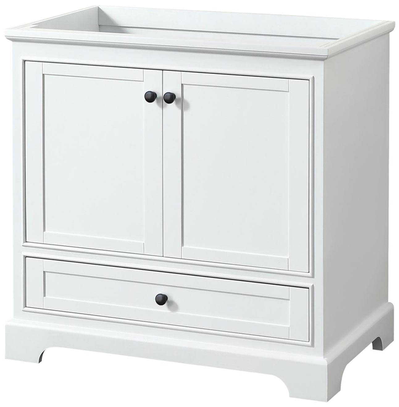 Deborah 35" White Freestanding Single Bathroom Vanity with Matte Black Hardware