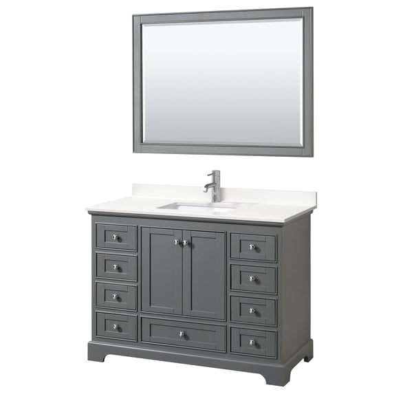 Wyndham Collection WCS202048SKGWQUNSM46 Deborah 48" Free Standing Single Basin Vanity Set