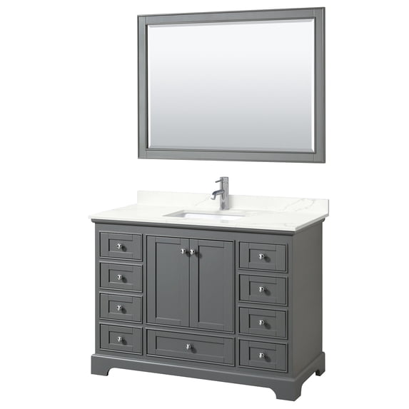 Wyndham Collection Wcs202048s-Qtz-Unsm46 Deborah 48" Free Standing Single Basin Vanity Set