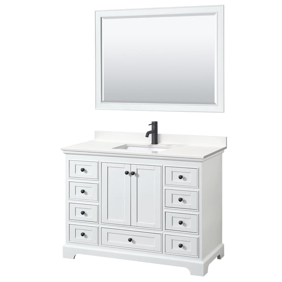 Wyndham Collection WCS202048SWBWQUNSM46 Deborah 48" Free Standing Single Basin Vanity Set