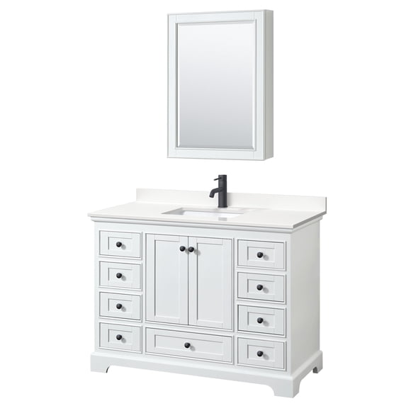 Wyndham Collection WCS202048SWBWQUNSMED Deborah 48" Free Standing Single Basin Vanity Set