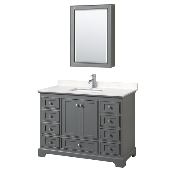 Wyndham Collection WCS202048SKGC2UNSMED Deborah 48" Free Standing Single Basin Vanity Set