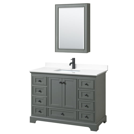 Wyndham Collection WCS202048SGBWCUNSMED Deborah 48" Free Standing Single Basin Vanity Set